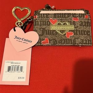 Juicy Couture Monogram & Hearts ❤️ Wallet Card Case Keychain NWT